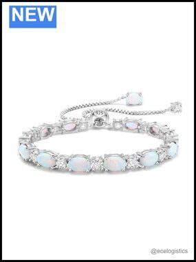 Adjustable Birthstone Tennis Bracelet 925 Sterling Silver Plated Platinum